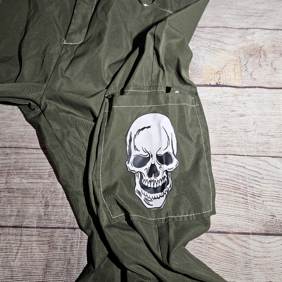 Romwe Fairycore Skull Print Green Wide Leg Cargo Pants - Picture 9 of 10